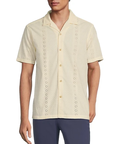 Rowm Tourister Short Sleeve Eyelet Button Front Shirt