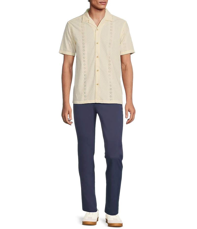 Rowm Tourister Short Sleeve Eyelet Button Front Shirt