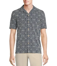 Rowm Tourister Short Sleeve Eyelet Solid Button-Front Shirt
