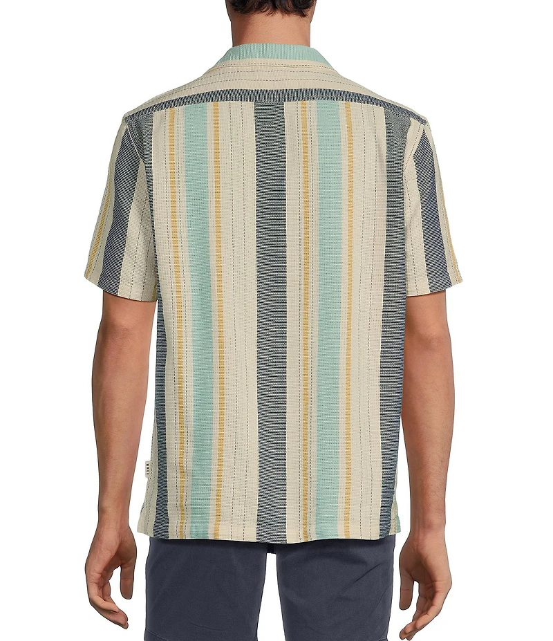 Rowm Tourister Short Sleeve Multi Stripe Camp Button Front Shirt