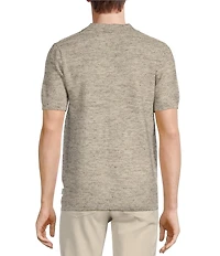 Rowm Tourister Short Sleeve Textured Heather Button Front Sweater Knit Shirt