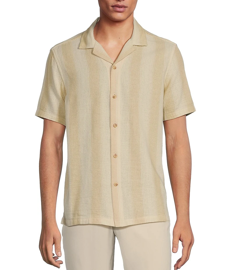 Rowm Tourister Short Sleeve Tonal Stripe Camp Button Front Shirt