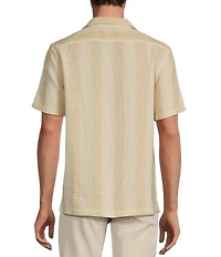 Rowm Tourister Short Sleeve Tonal Stripe Camp Button Front Shirt