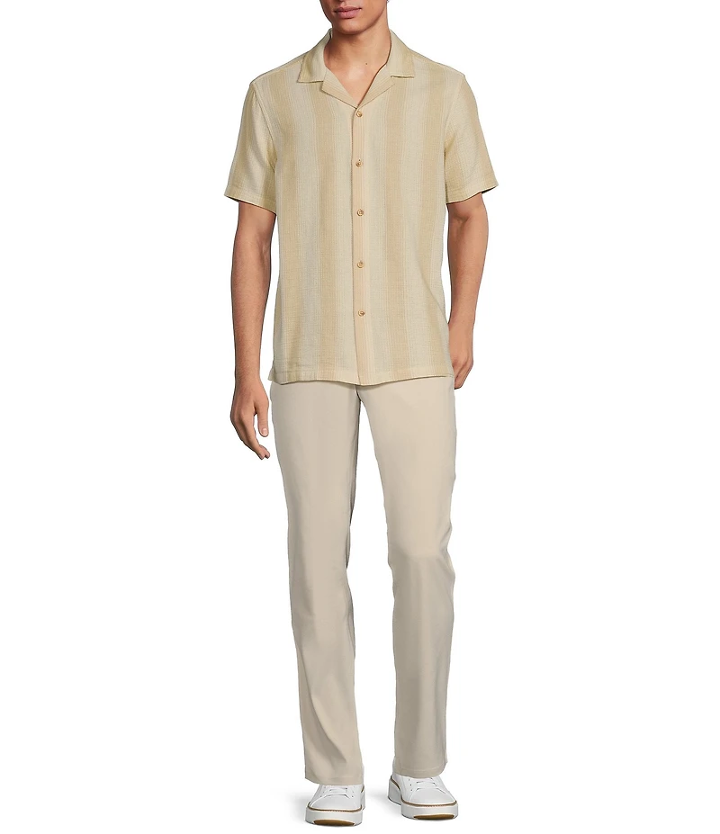 Rowm Tourister Short Sleeve Tonal Stripe Camp Button Front Shirt