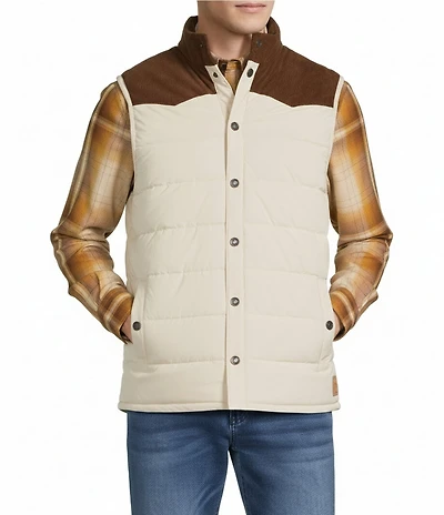 Rowm Western Full Button Snap Quilted Mock Neck Vest