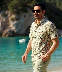 Rowm's Outsider's Oasis Short Sleeve Banana Leaf Print Shirt