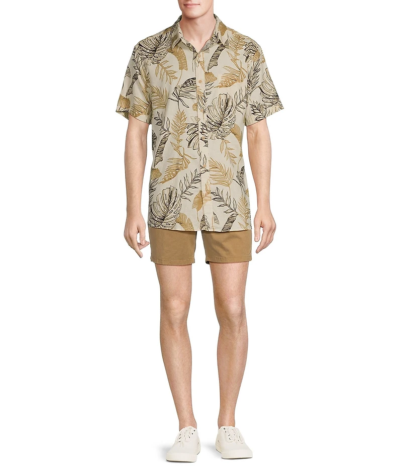 Rowm's Outsider's Oasis Short Sleeve Textured Palm Print Shirt