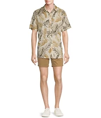 Rowm's Outsider's Oasis Short Sleeve Textured Palm Print Shirt