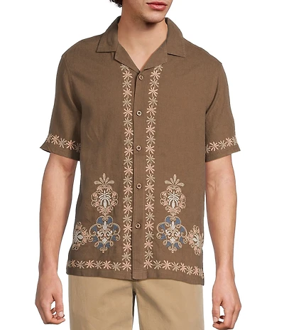 Rowm's Short Sleeve Placed Palm Camp Shirt