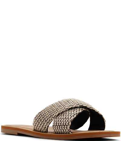 Roxy Andreya Woven Raffia Cross Band Slide Sandals