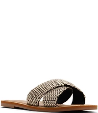Roxy Andreya Woven Raffia Cross Band Slide Sandals