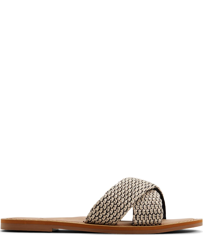 Roxy Andreya Woven Raffia Cross Band Slide Sandals