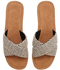 Roxy Andreya Woven Raffia Cross Band Slide Sandals