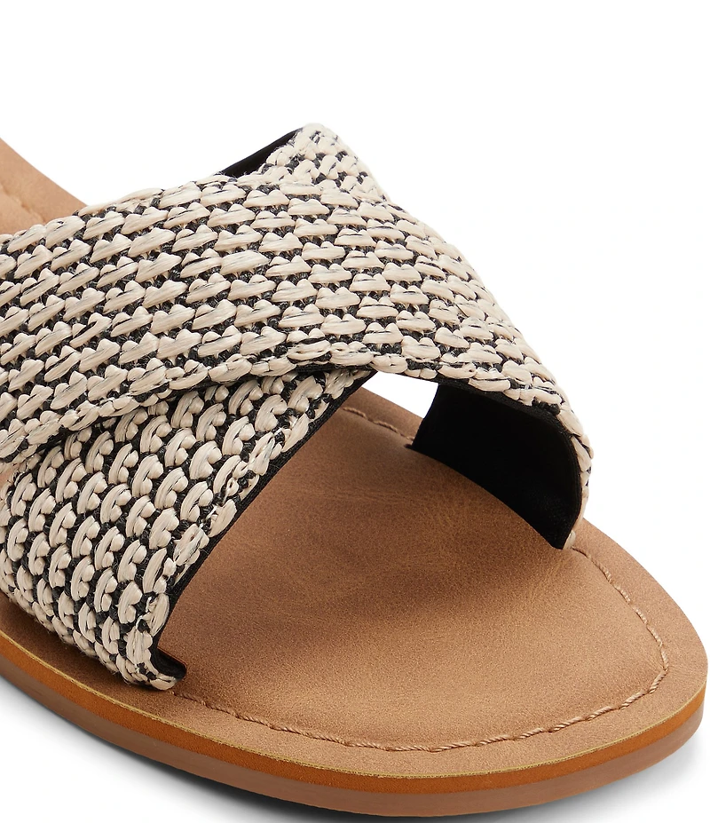Roxy Andreya Woven Raffia Cross Band Slide Sandals