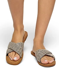 Roxy Andreya Woven Raffia Cross Band Slide Sandals
