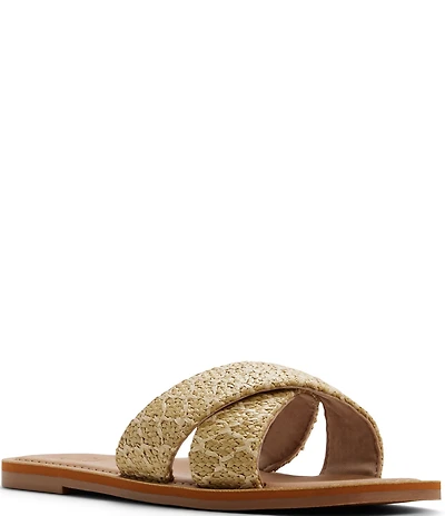 Roxy Andreya Woven Raffia Cross Band Slide Sandals
