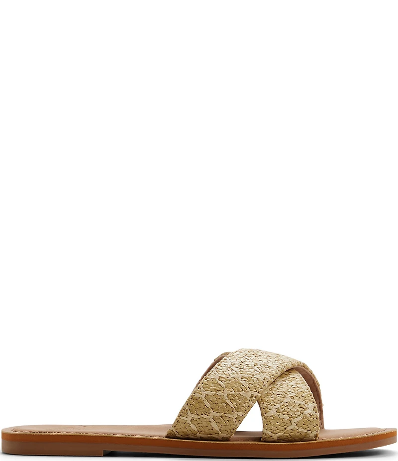 Roxy Andreya Woven Raffia Cross Band Slide Sandals