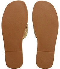 Roxy Andreya Woven Raffia Cross Band Slide Sandals