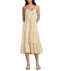 Roxy Azalea Stripe Printed Long A-Line Midi Dress