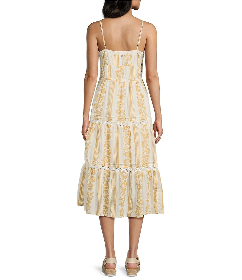 Roxy Azalea Stripe Printed Long A-Line Midi Dress