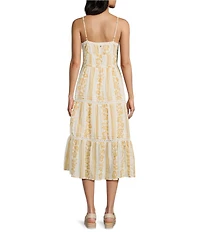 Roxy Azalea Stripe Printed Long A-Line Midi Dress