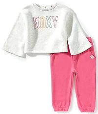 Roxy Baby Girls Long-Sleeve Logo Faux-Sherpa Sweatshirt & Solid Jogger Pants Set