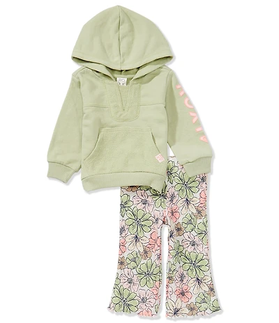 Roxy Baby Girls Long Sleeve Logo Fleece Hoodie & Flower-Printed Jersey Leggings Set