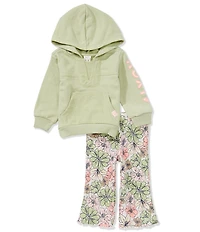 Roxy Baby Girls Long Sleeve Logo Fleece Hoodie & Flower-Printed Jersey Leggings Set