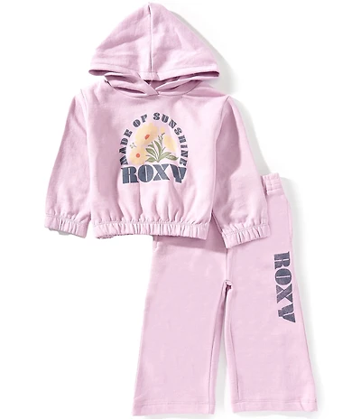 Roxy Baby Girls Long-Sleeve Made Of Sunshine Fleece Hoodie & Matching Fleece Jogger Pants Set