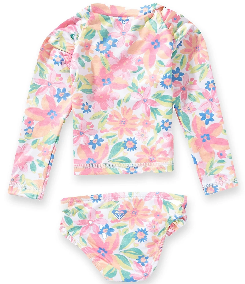 Roxy Baby Girls Raglan-Sleeve Floral-Printed Rashguard T-Shirt & Matching Hipster Bottom 2-Piece Swimsuit