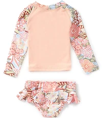 Roxy Baby Girls Raglan-Sleeve Floral Printed Rashguard T-Shirt & Matching Hipster Bottom 2-Piece Swimsuit