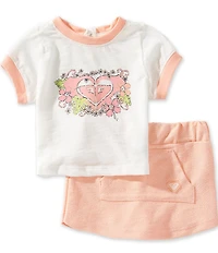 Roxy Baby Girls Short Sleeve Ringer T-Shirt & Pull-On Skort Set