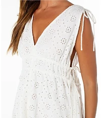 Roxy Bay Breeze Sleeveless Eyelet Embroidered Mini Dress