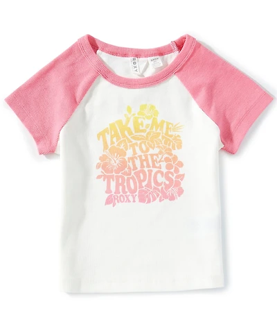 Roxy Big Girls Raglan-Sleeve Color Block Take Me To The Tropics Graphic T-Shirt