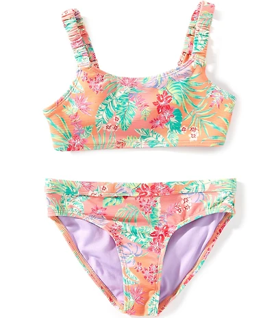 Roxy Big Girls Coastal Breeze Bikini Top & Matching Bikini Bottom 2-Piece Swimsuit