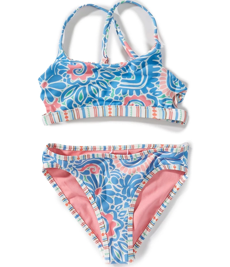 Roxy Big Girls Floral/Striped Reversible Tankini Top & Hipster Bottom 2-Piece Swimsuit