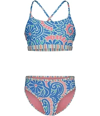 Roxy Big Girls Floral/Striped Reversible Tankini Top & Hipster Bottom 2-Piece Swimsuit