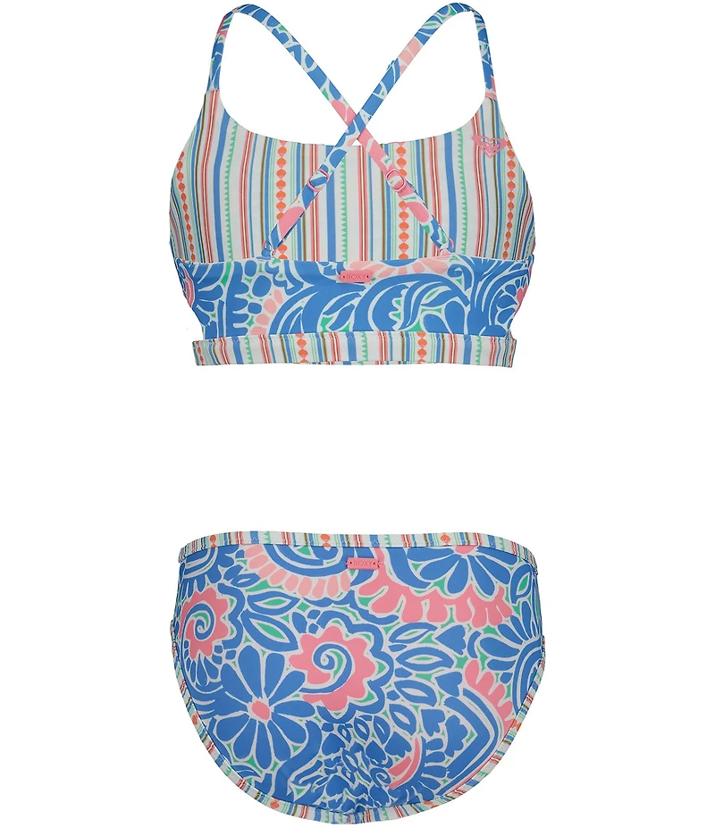Roxy Big Girls Floral/Striped Reversible Tankini Top & Hipster Bottom 2-Piece Swimsuit
