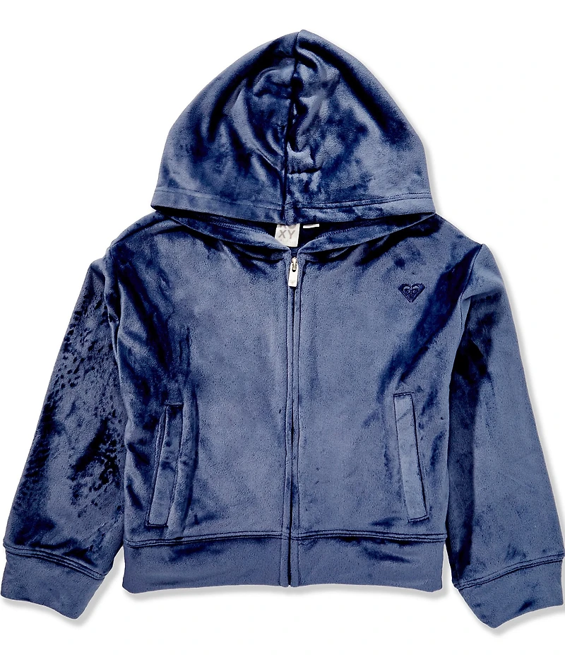 Roxy Big Girls Holiday Daydream Velour Zip Front Hoodie Set Top