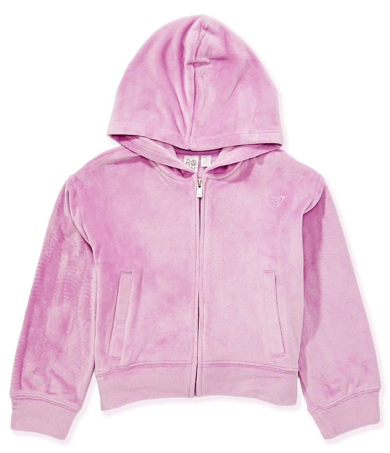 Roxy Big Girls Holiday Daydream Velour Zip Front Hoodie Set Top