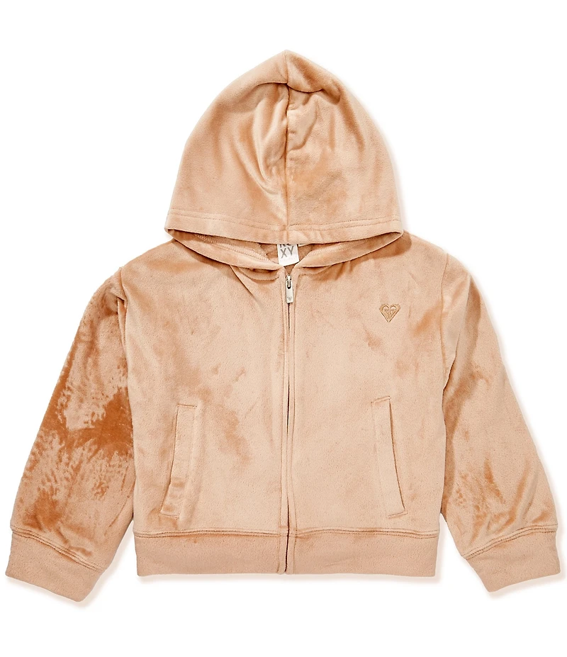 Roxy Big Girls Holiday Daydream Velour Zip Front Hoodie Set Top