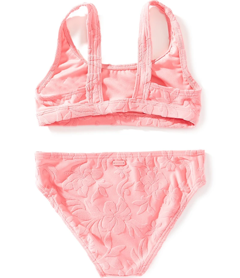 Roxy Big Girls Hula Loop Solid-Floral-Textured Tankini Top & Matching Bikini Bottom 2-Piece Swimsuit