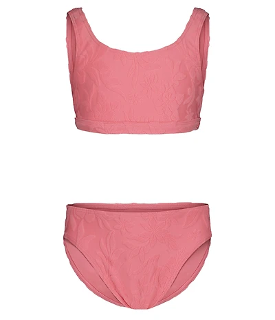 Roxy Big Girls Hula Loop Solid-Floral-Textured Tankini Top & Matching Bikini Bottom 2-Piece Swimsuit