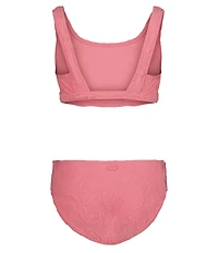 Roxy Big Girls Hula Loop Solid-Floral-Textured Tankini Top & Matching Bikini Bottom 2-Piece Swimsuit