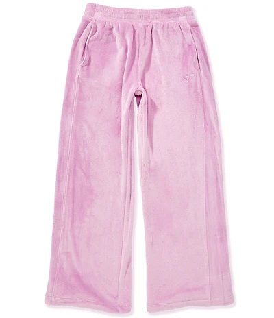 Roxy Big Girls Just a Daydream Velour Elastic Waist Side Seam Pocket Embroidered Logo Wide Leg Pants