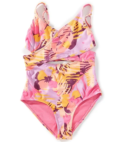 Roxy Big Girls Multi Color Tropical Print Beach Bliss One Piece Tank