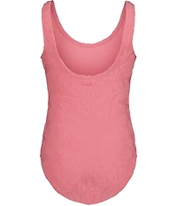 Roxy Big Girls Scoop Floral Textured Solid Hula Loop One Piece