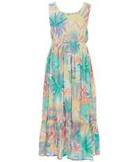 Roxy Big Girls Sleeveless Allover Tropical Palm Maxi Sun Dress