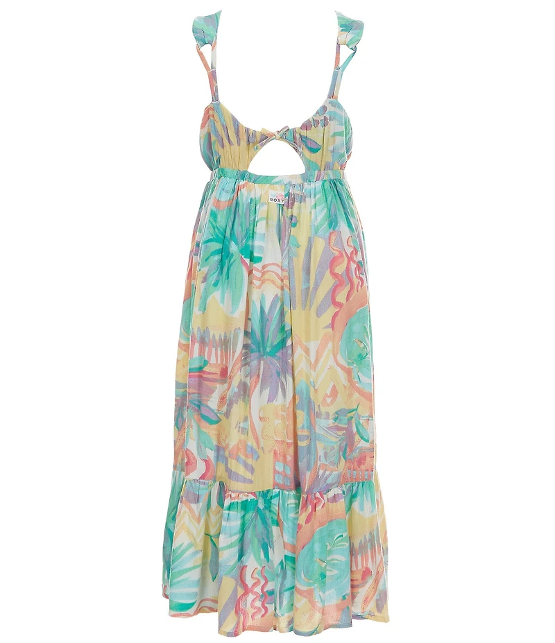 Roxy Big Girls Sleeveless Allover Tropical Palm Maxi Sun Dress