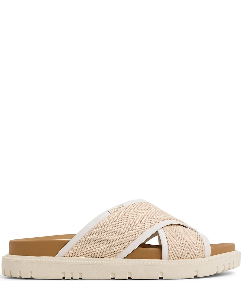 Roxy Capri Raffia Cross Band Slide Sandals
